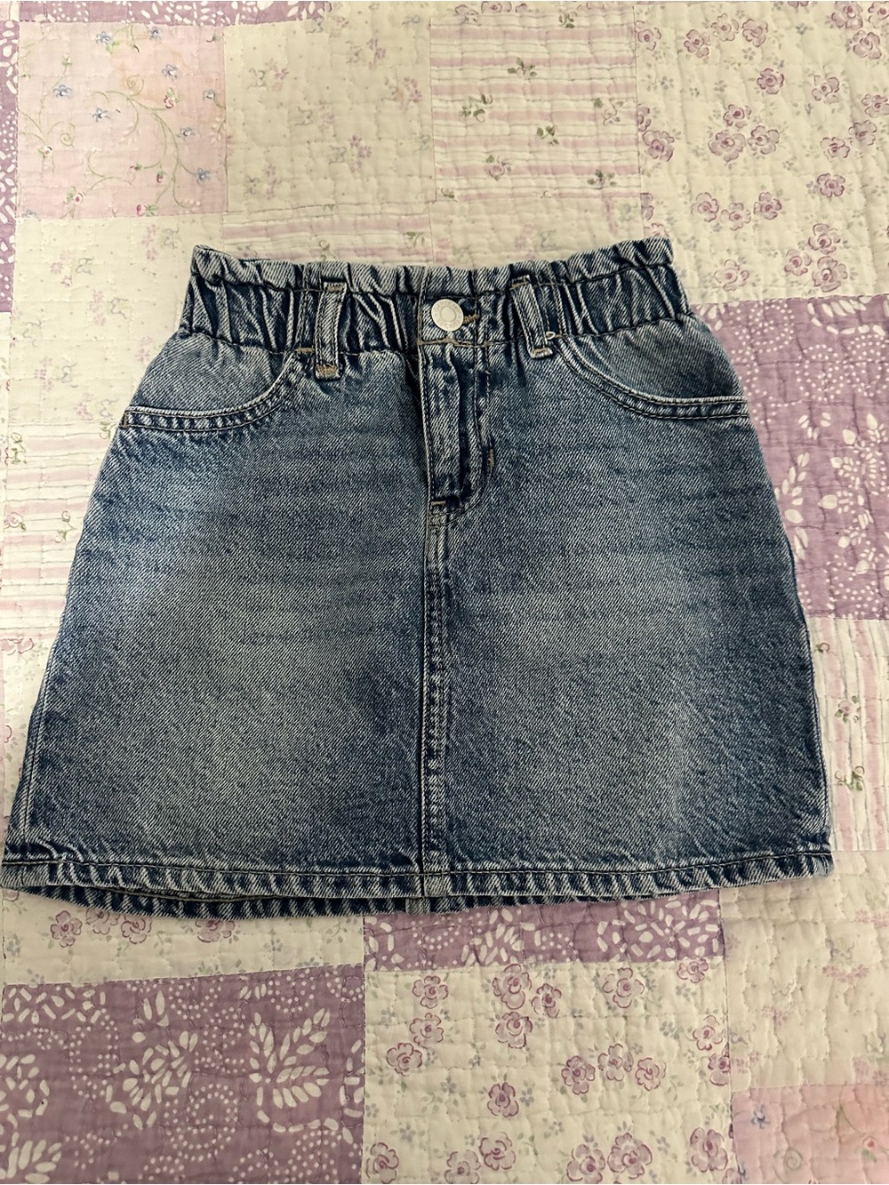 Zara Light Wash Denim Paperbag Mini Skirt